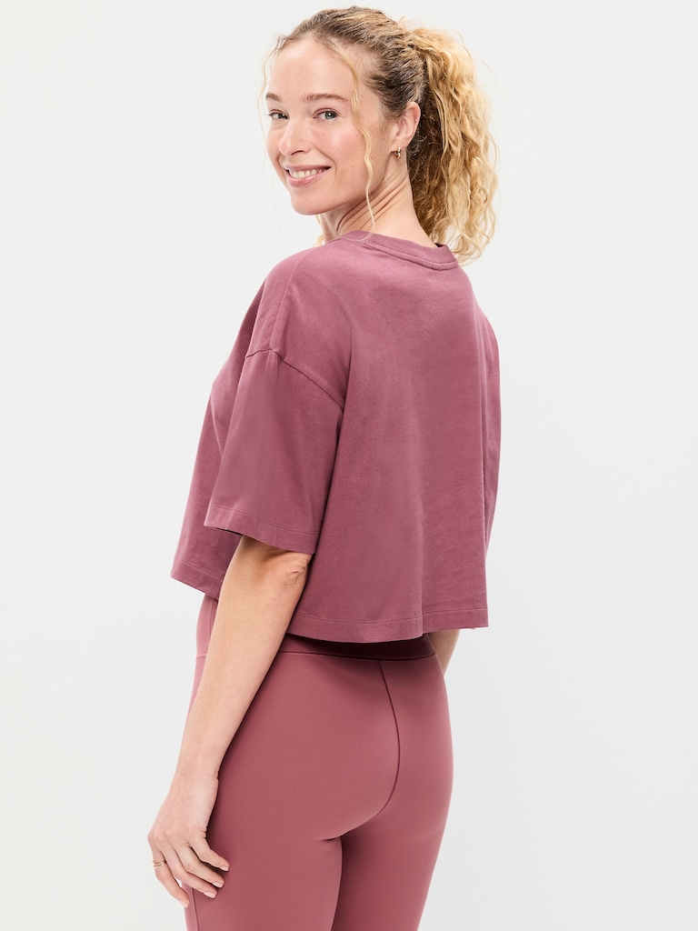 Vintage Crew-Neck Oversized Crop T-Shirt