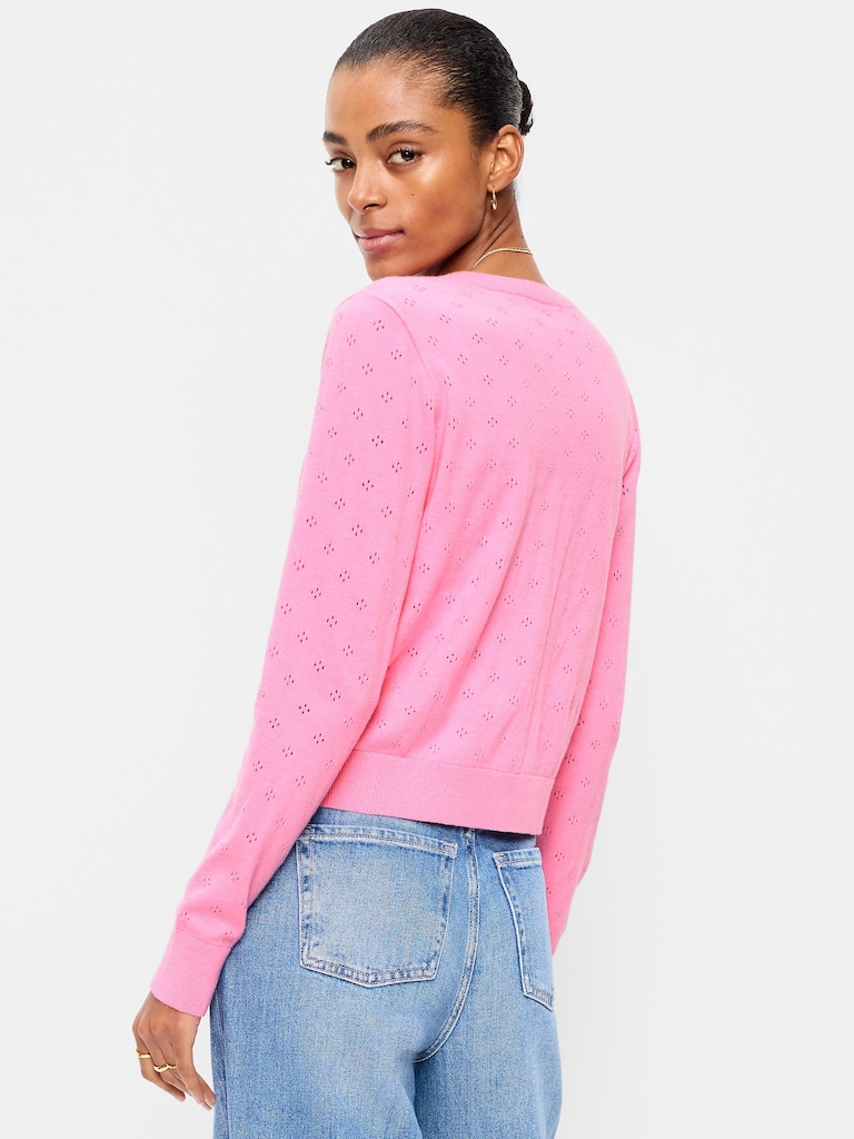 SoSoft Lite Cropped Pointelle Cardigan