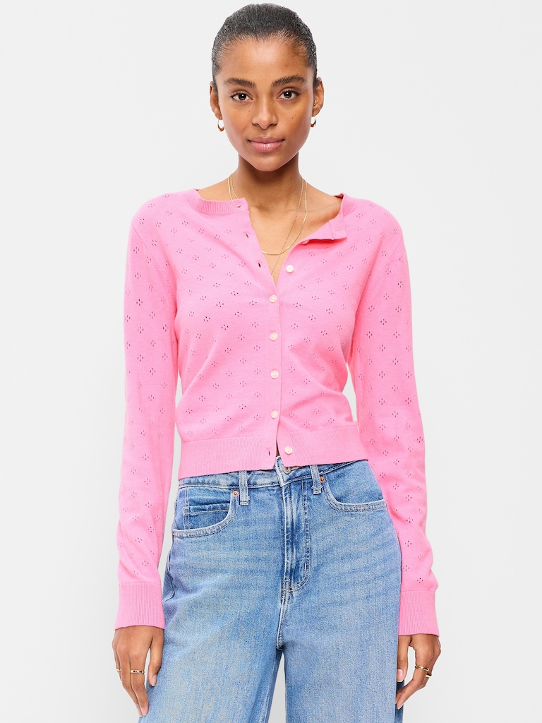 SoSoft Lite Cropped Pointelle Cardigan