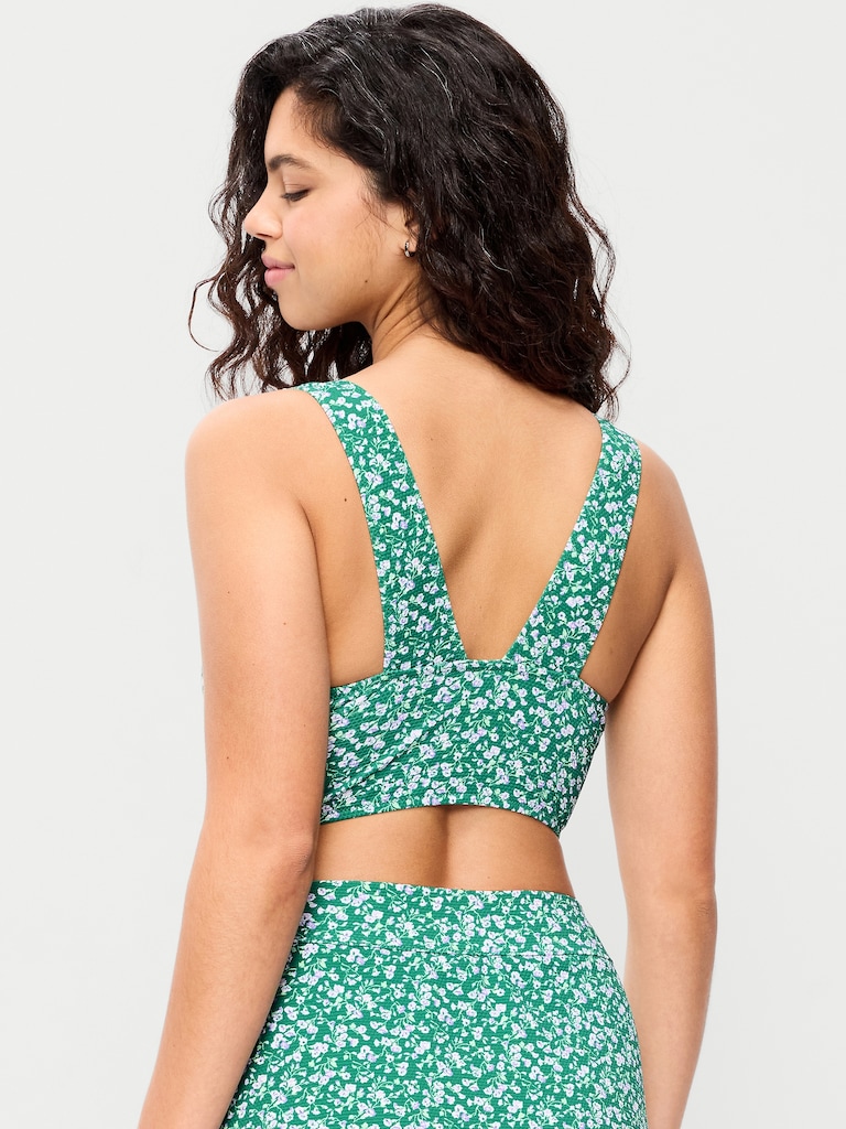 Pique Longline Bikini Swim Top