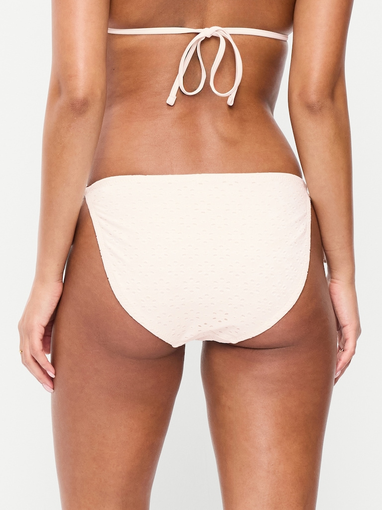 Eyelet String Bikini Swim Bottoms