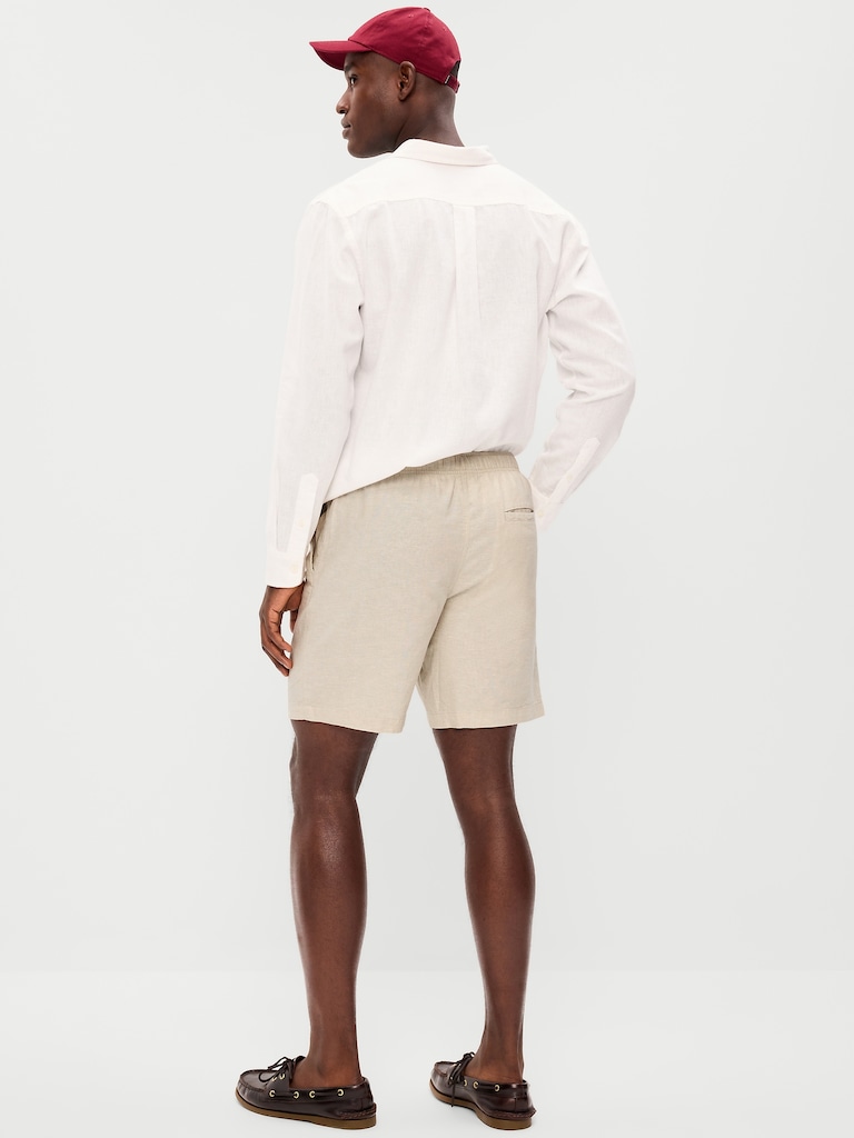 Linen-Blend Jogger Shorts -- 7-inch inseam