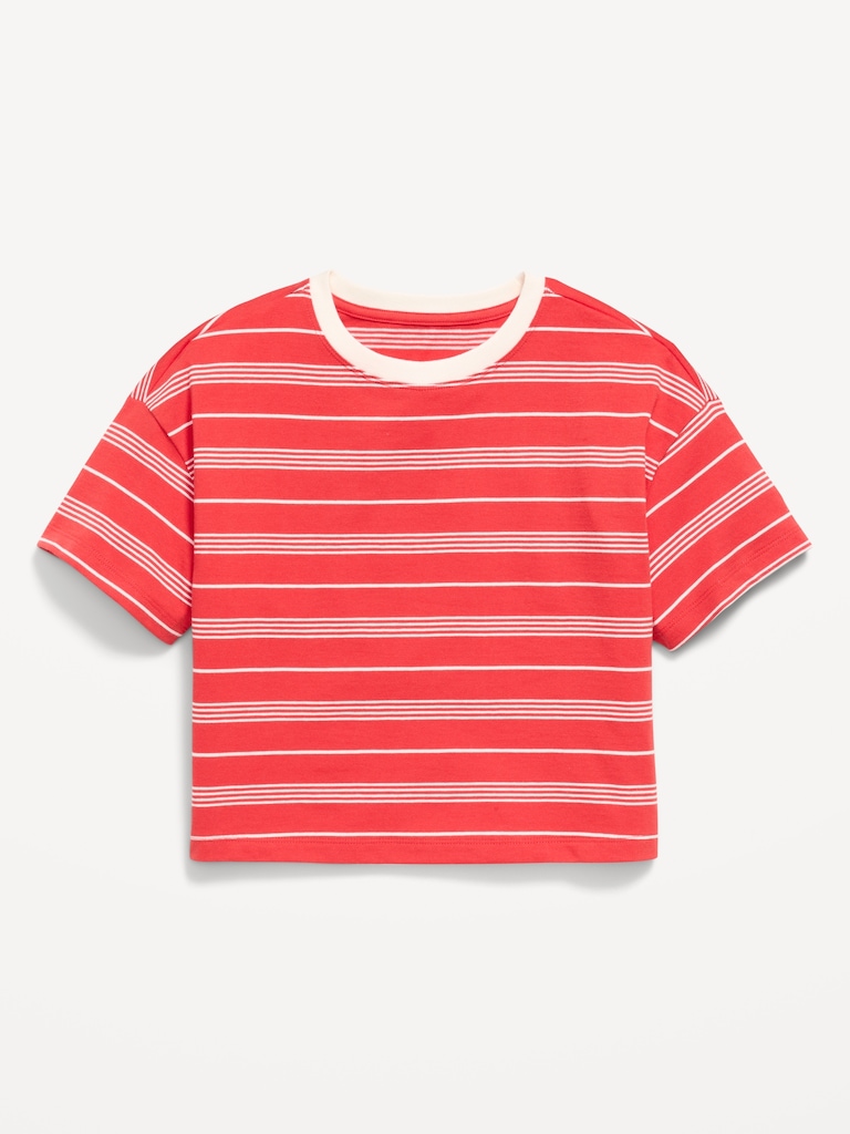 Oversized Short-Sleeve Cropped T-Shirt for Girls