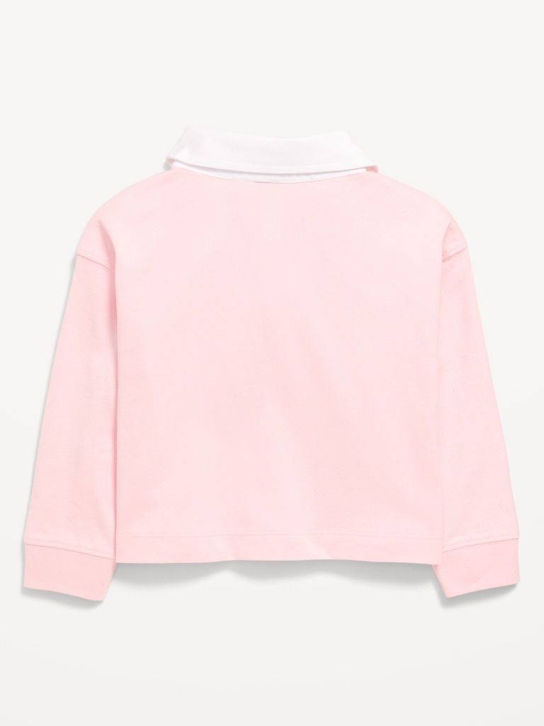 Long-Sleeve Cropped Polo Shirt for Toddler Girls