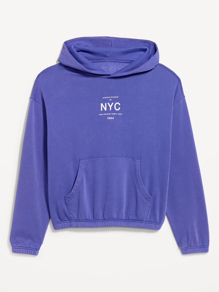 Oversized Washed Cropped Hoodie