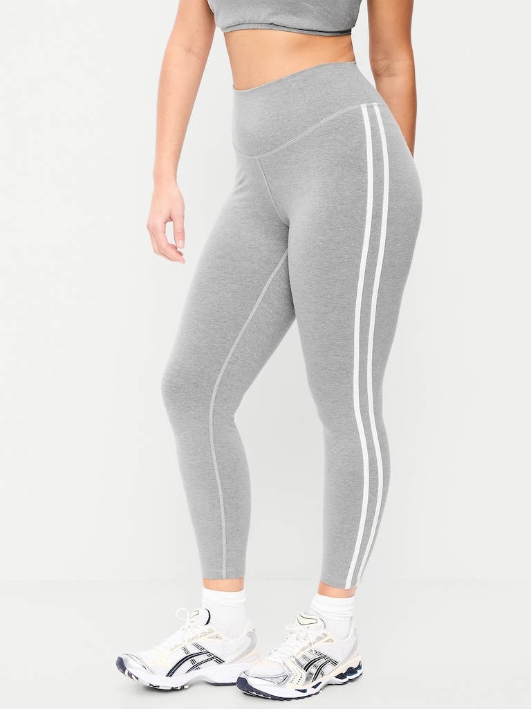 High-Waisted PowerChill Side-Striped 7/8 Cotton Leggings