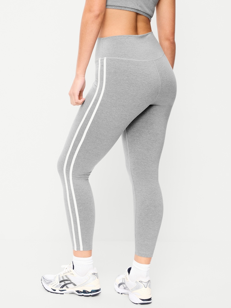 High-Waisted PowerChill Side-Striped 7/8 Cotton Leggings