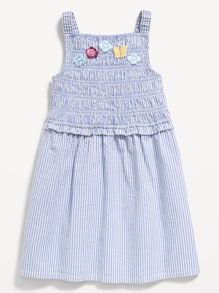 Sleeveless Smocked Textured Dress for Toddler Girls