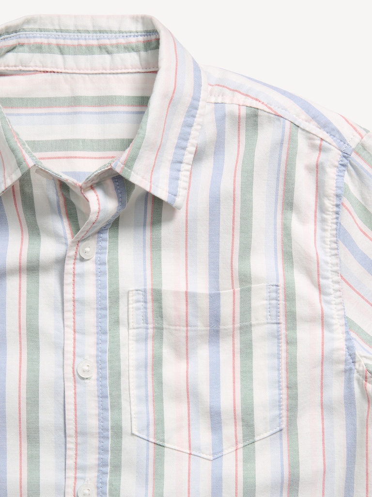 Short-Sleeve Striped Pocket Oxford Shirt for Boys