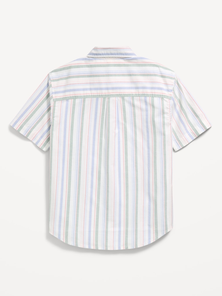 Short-Sleeve Striped Pocket Oxford Shirt for Boys
