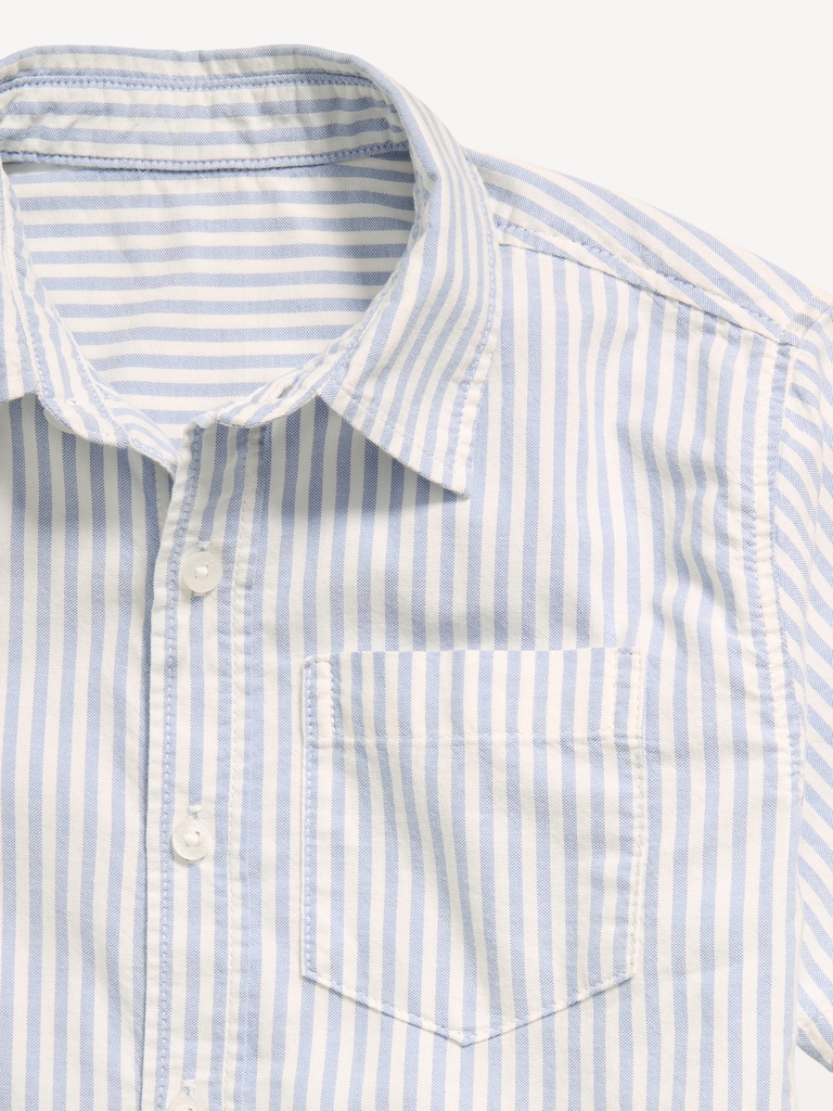 Short-Sleeve Striped Pocket Oxford Shirt for Boys