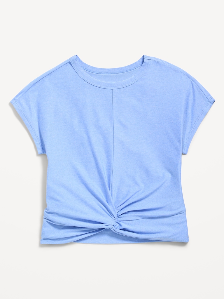 CloudMotion Short-Sleeve Front-Knot T-Shirt for Girls