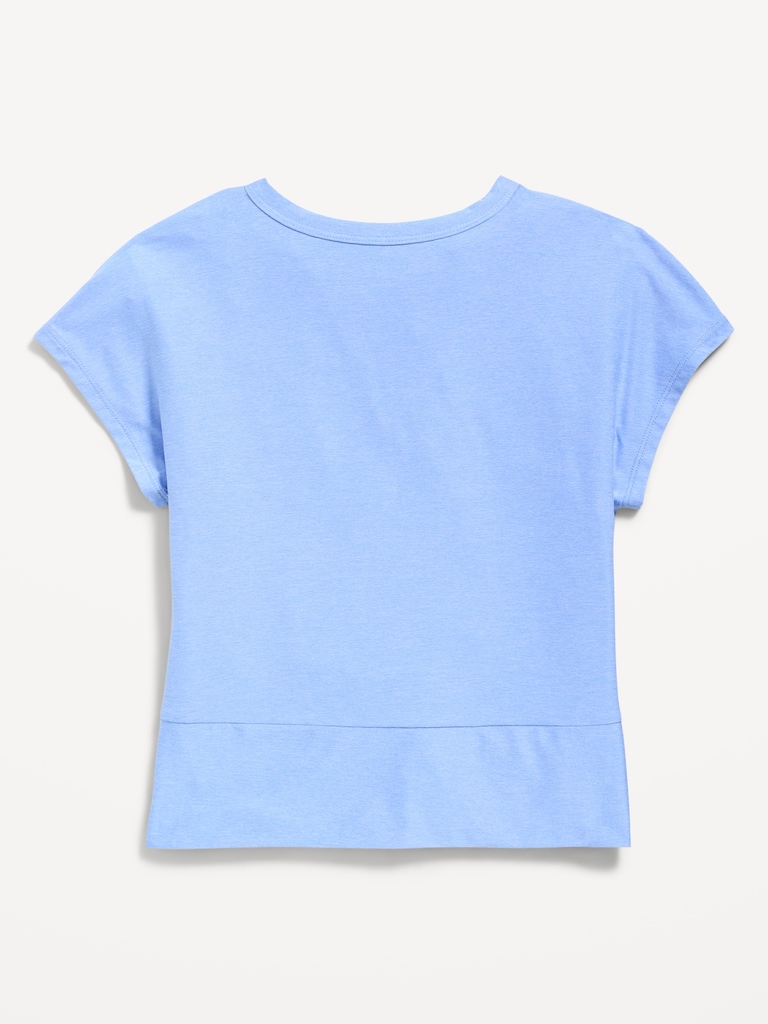 CloudMotion Short-Sleeve Front-Knot T-Shirt for Girls
