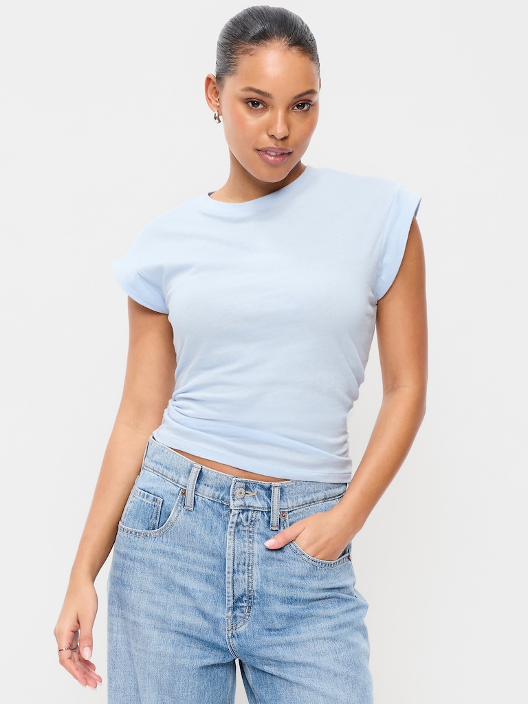 Cap-Sleeve Side-Cinch Top