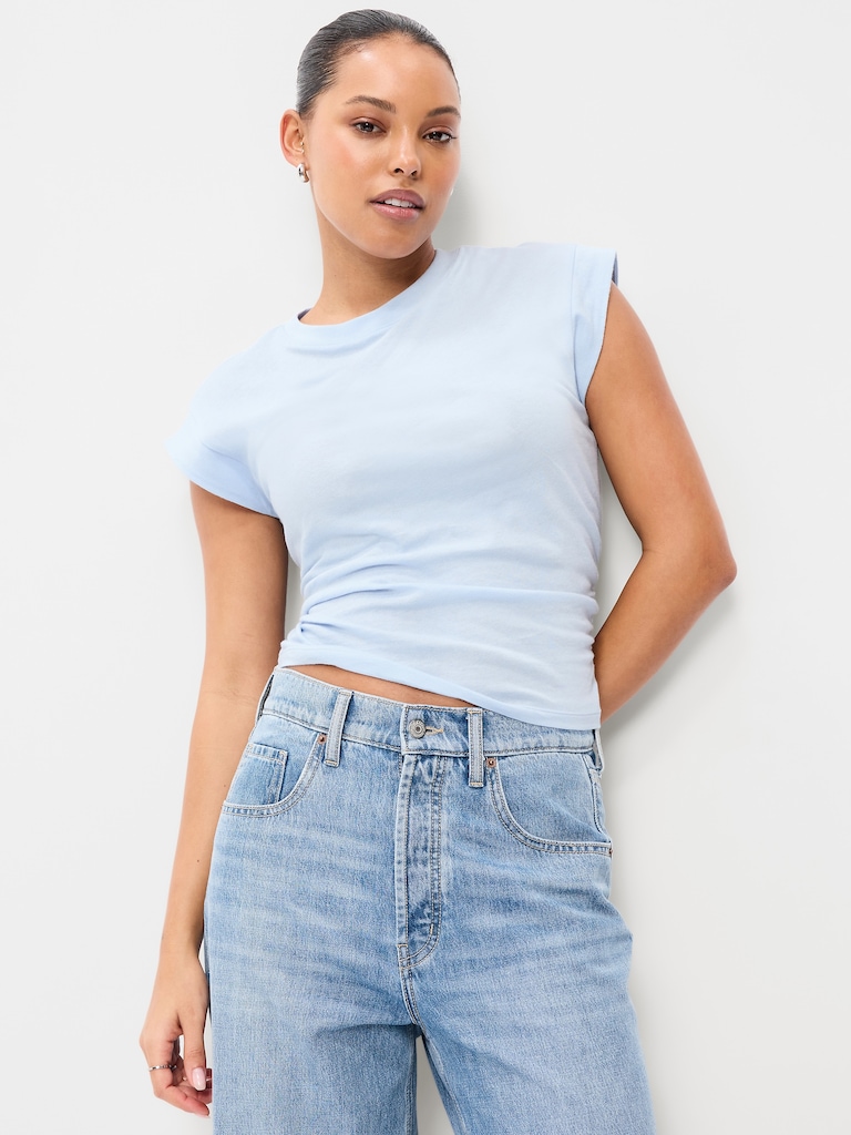 Cap-Sleeve Side-Cinch Top