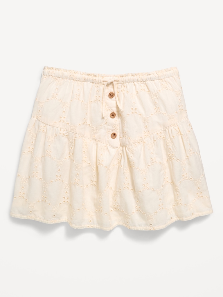 Textured Eyelet Buttoned Skirt for Girls