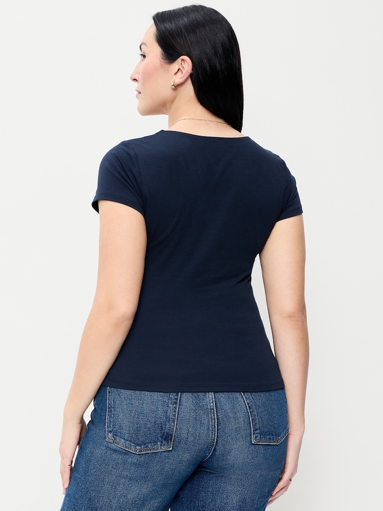 Hug Double-Layer Scoop-Neck Top