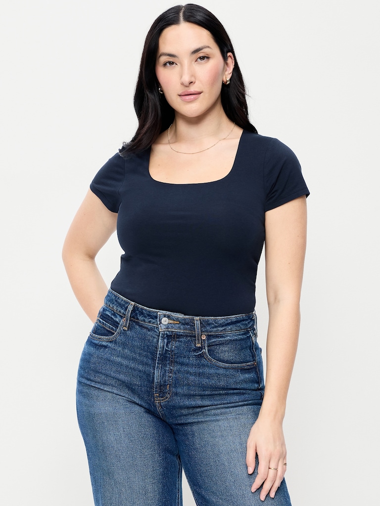 Hug Double-Layer Scoop-Neck Top