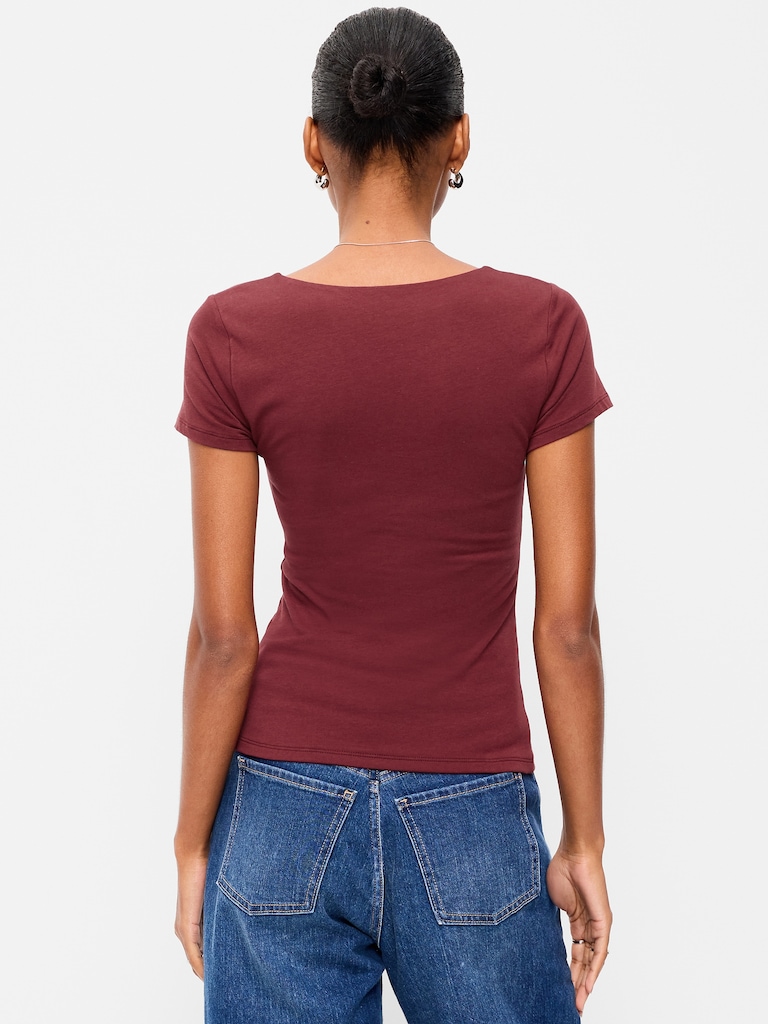 Hug Double-Layer Scoop-Neck Top