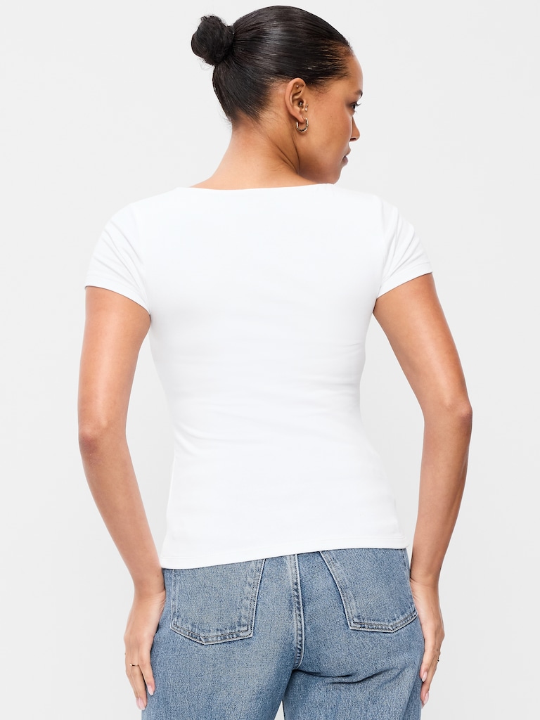 Hug Double-Layer Scoop-Neck Top