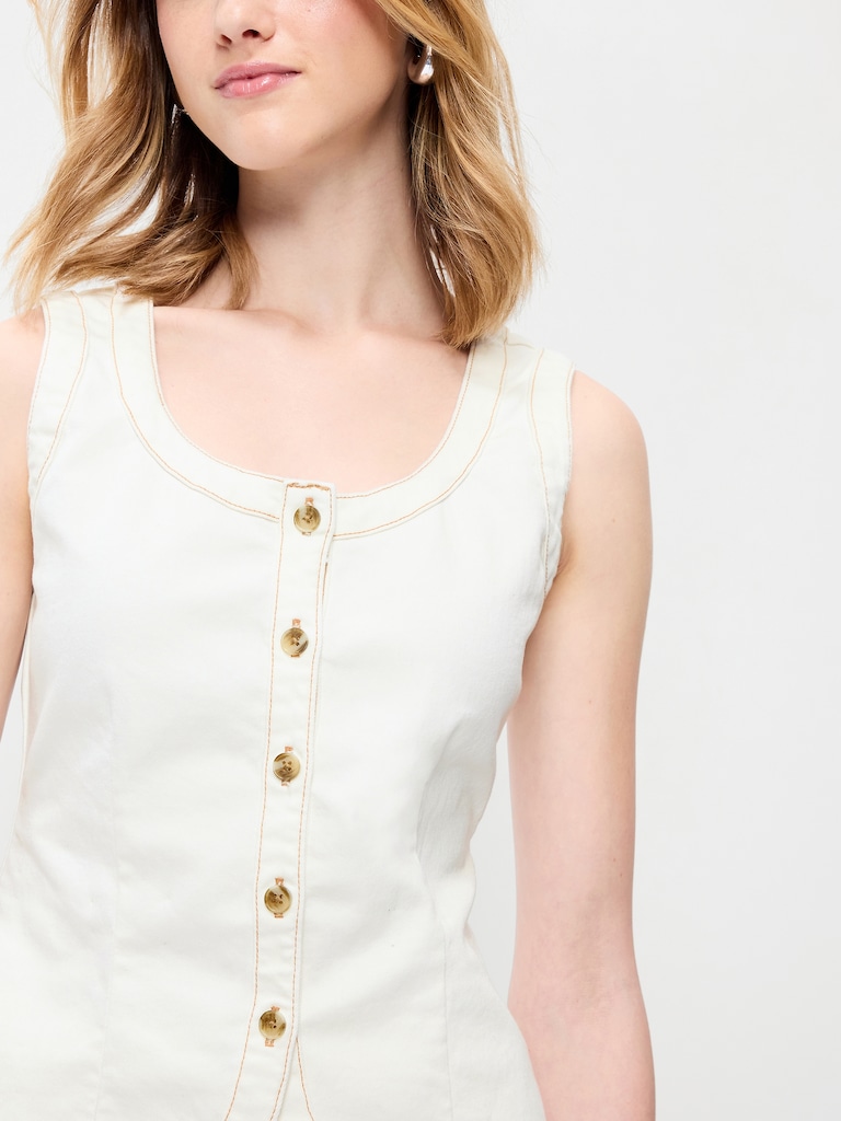 Sleeveless Longline Denim Vest