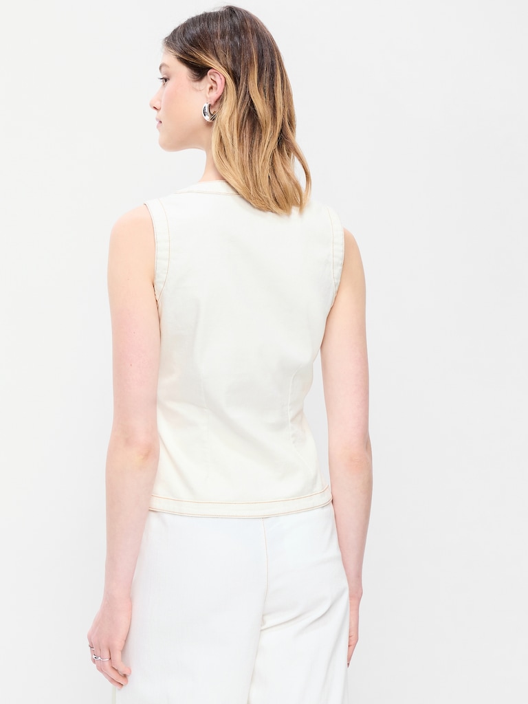 Sleeveless Longline Denim Vest