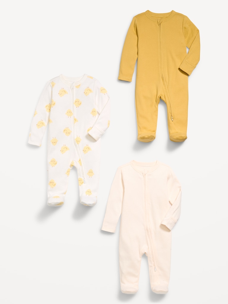 2-Way-Zip Sleep & Play Footed One-Piece 3-Pack for Baby