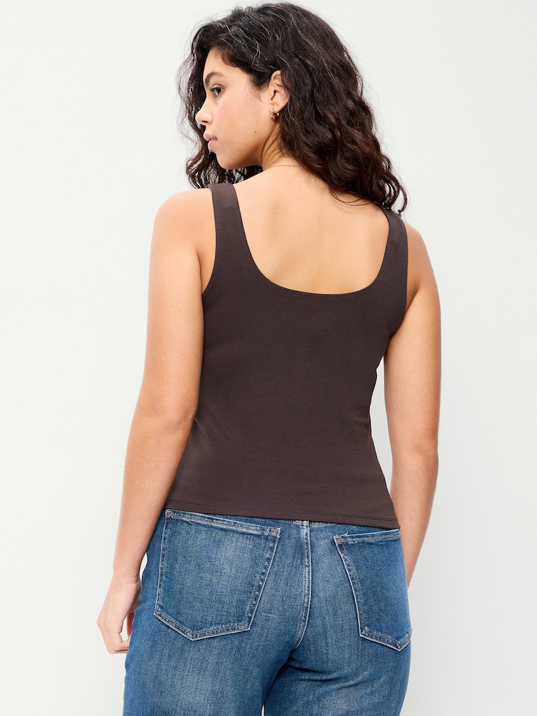 Hug Double-Layer Scoop-Neck Tank Top