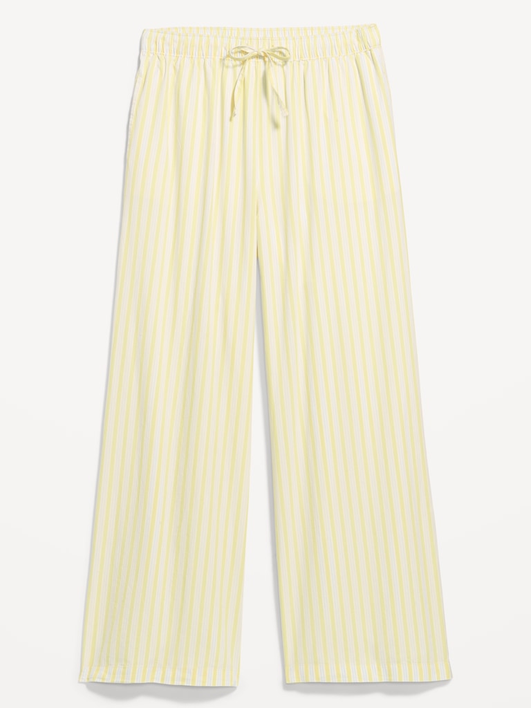 Poplin Wide-Leg Pajama Pants