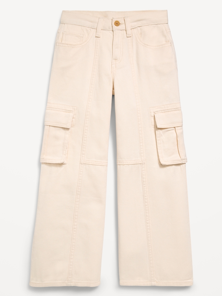 Super Baggy Wide-Leg Cargo Twill Pants for Girls