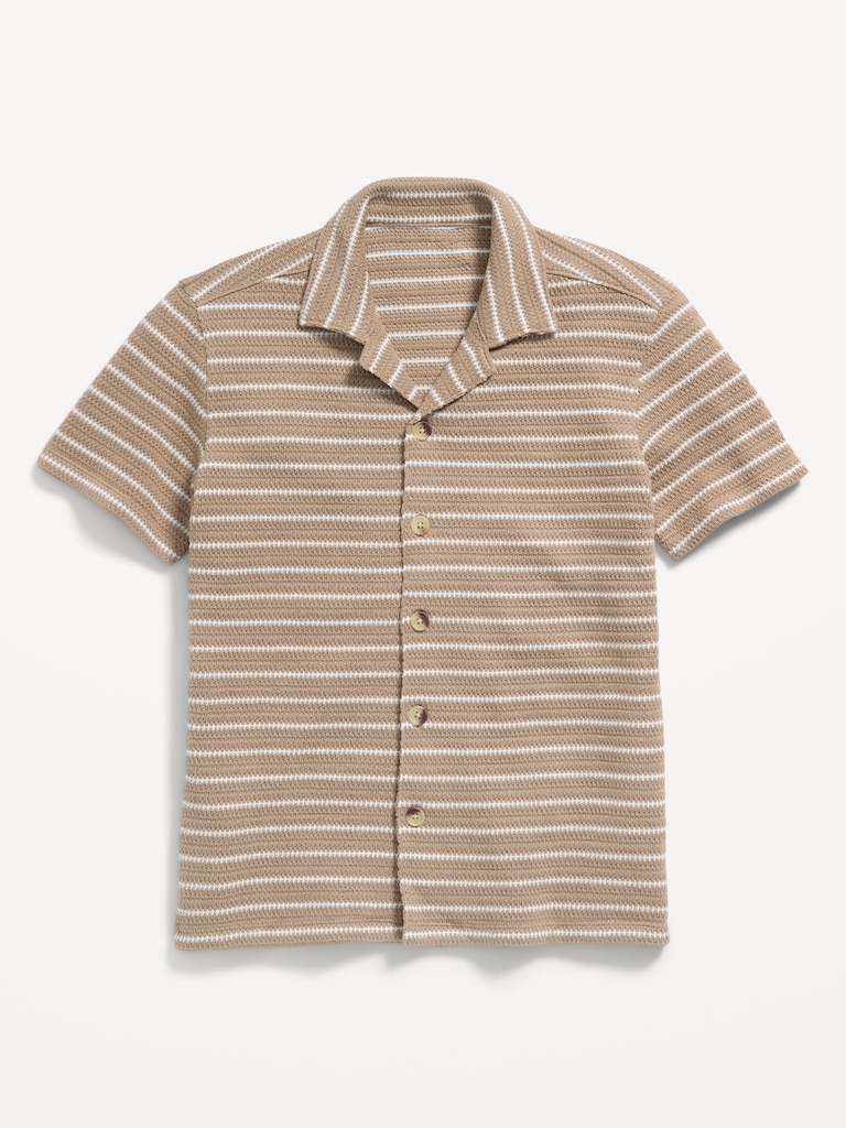 Oversized Short-Sleeve Sweater-Knit Shirt for Boys