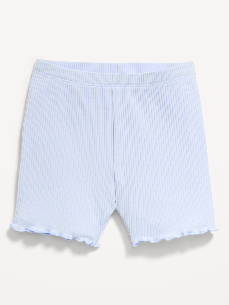 Rib-Knit Lettuce-Edge Biker Shorts for Toddler Girls