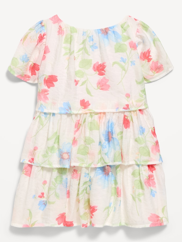 Short-Sleeve Tiered Swing Dress for Toddler Girls