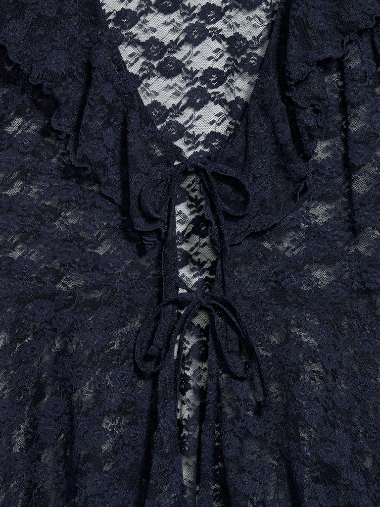 Open-Front Lace Ruffle Top