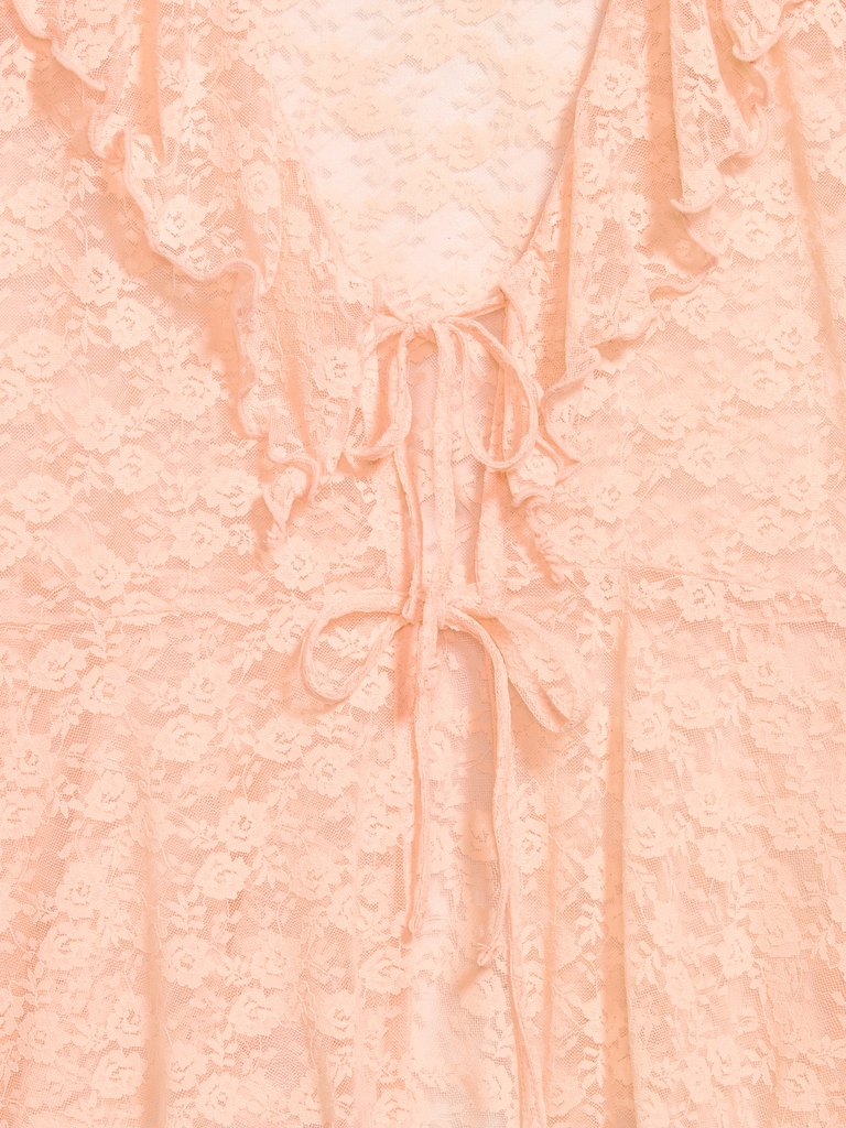 Open-Front Lace Ruffle Top