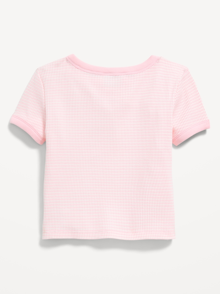 Fitted Lace-Front Waffle-Knit Top for Girls