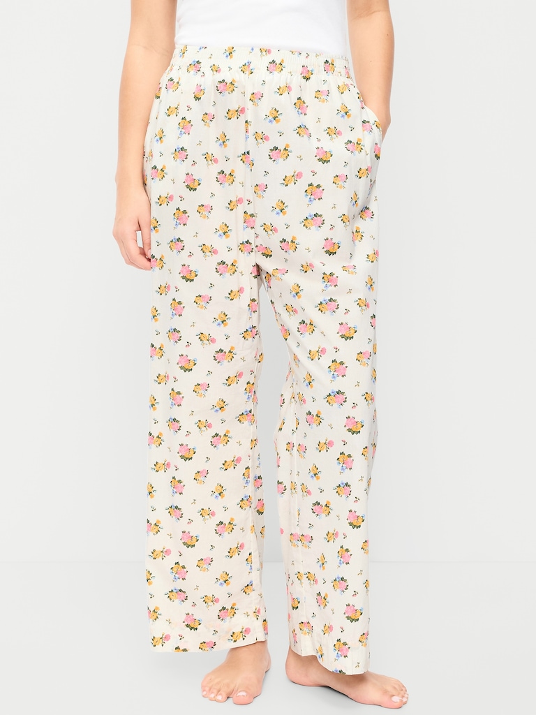 High-Waisted Poplin Pajama Pant