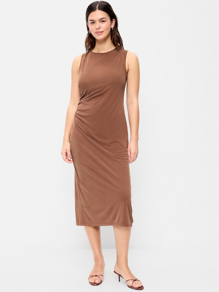 Sleeveless Draped Midi Dress
