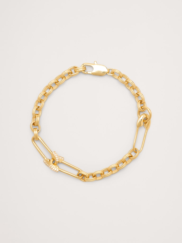 Rhinestone Safety Pin Bracelet