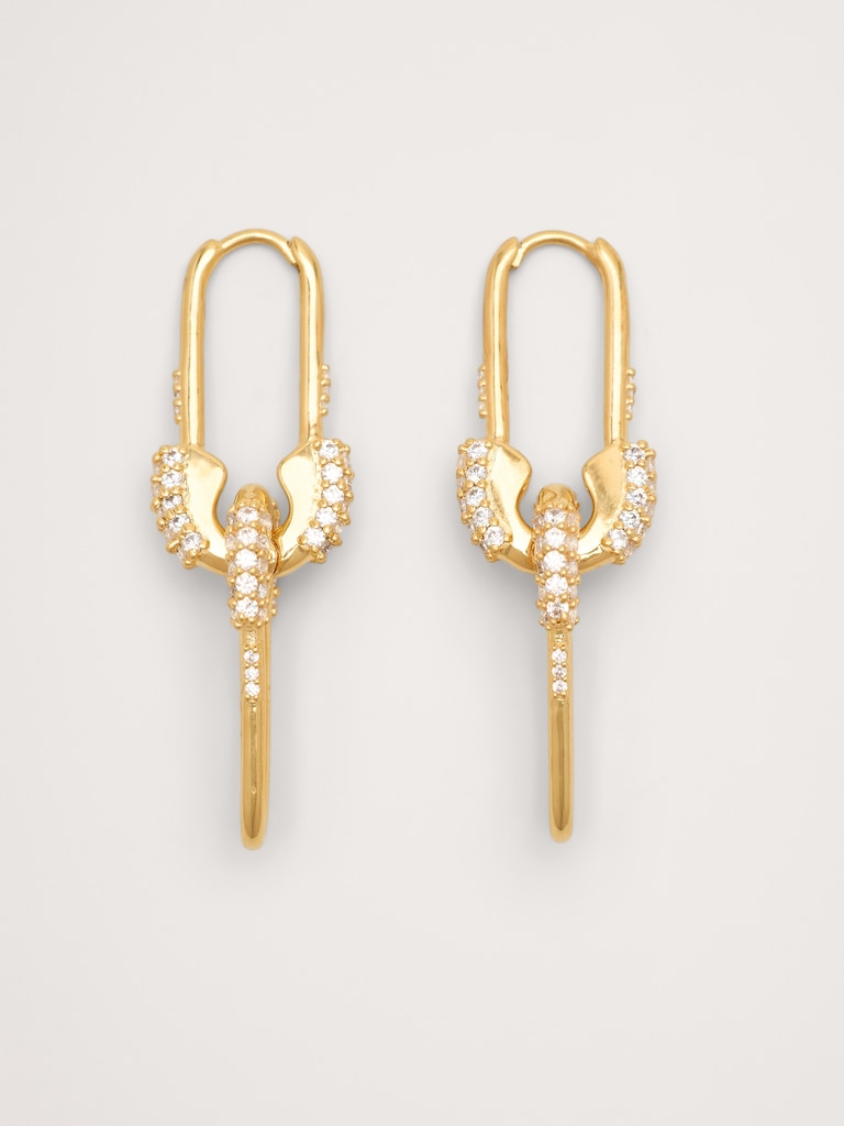 Rhinestone Safety Pin Earrings