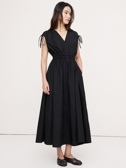 satin black maxi dress Vara Satin Maxi Wrap Dress — Black Satin Maxi main image 0