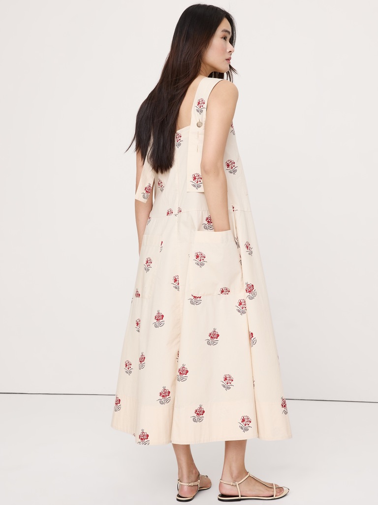 Square-Neck Apron Maxi Dress