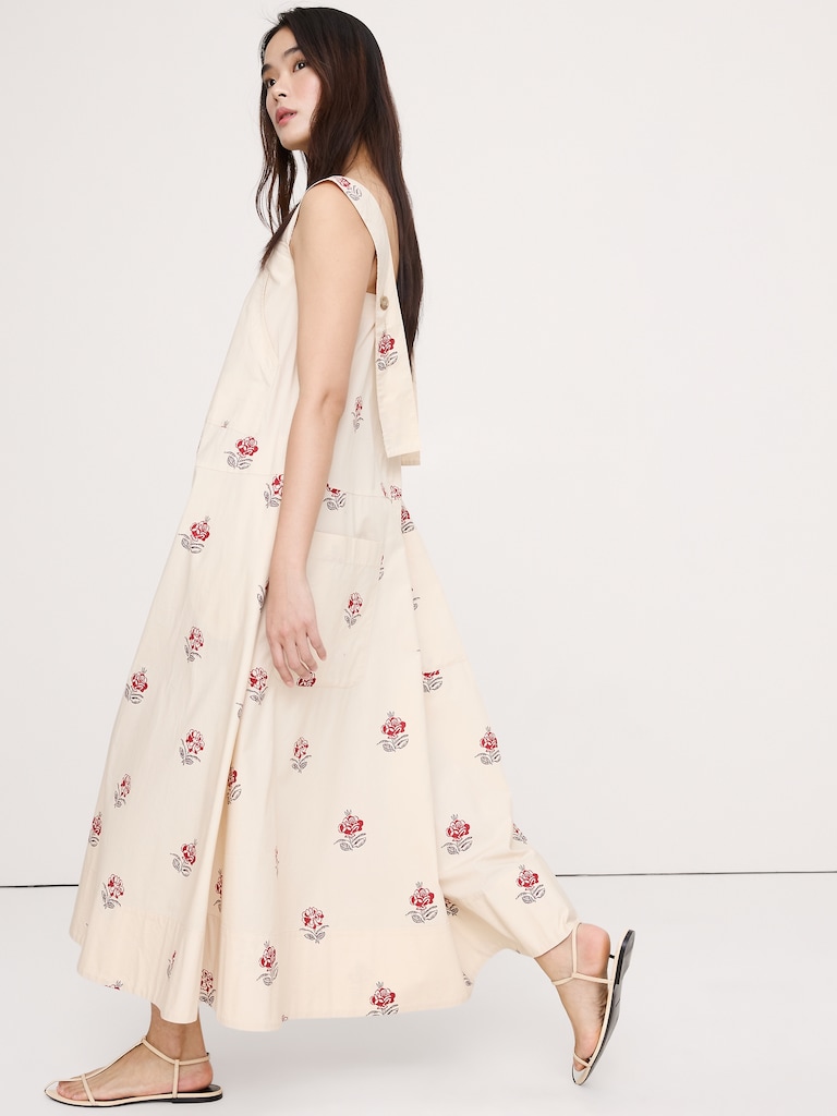 Square-Neck Apron Maxi Dress