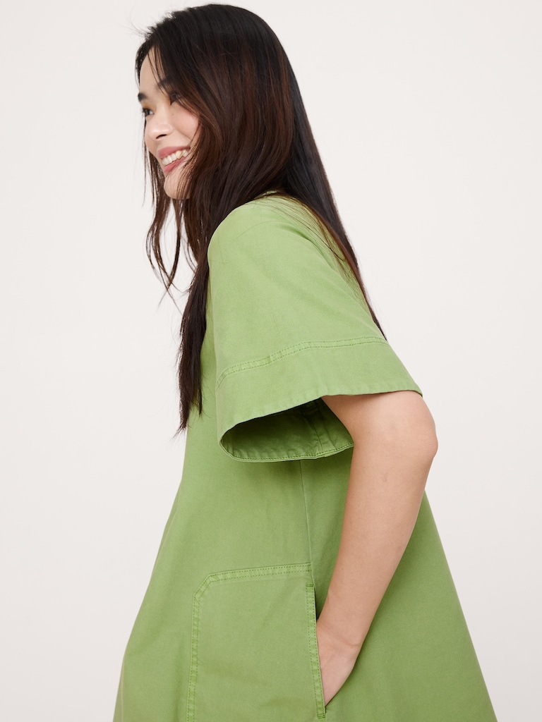 Cotton Canvas Mini Dress