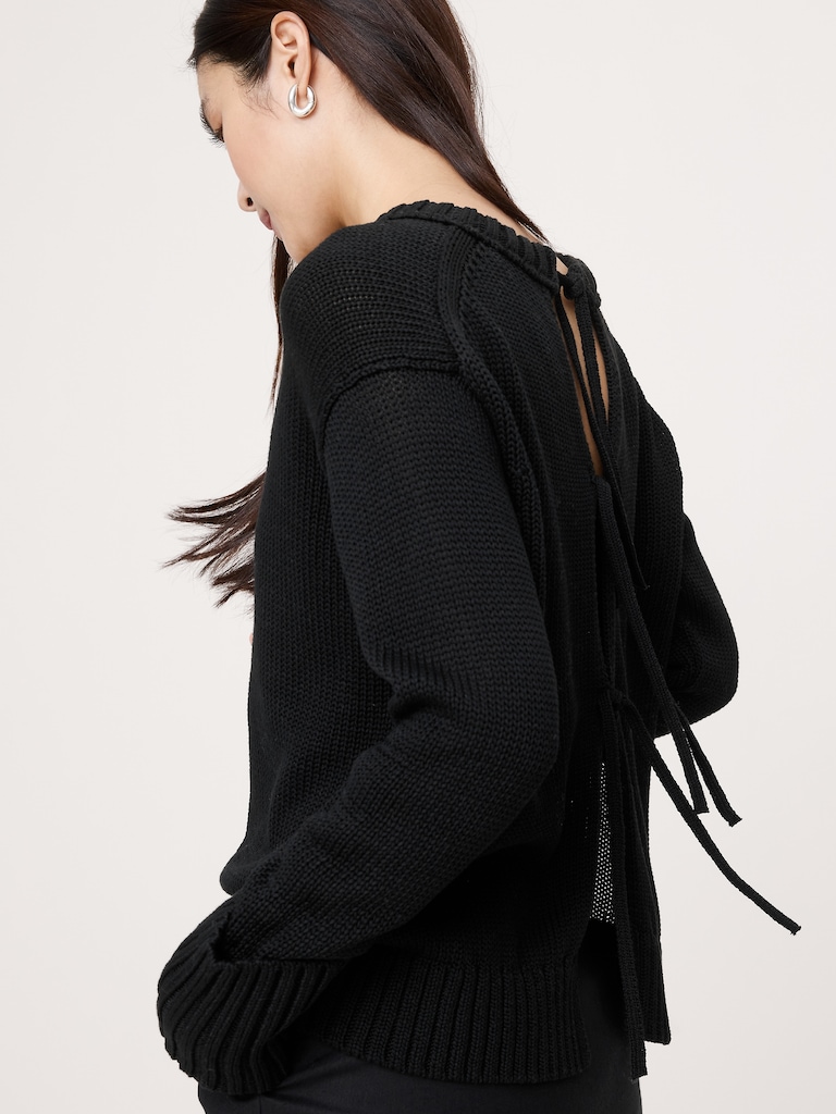 Cotton Tie-Back Sweater