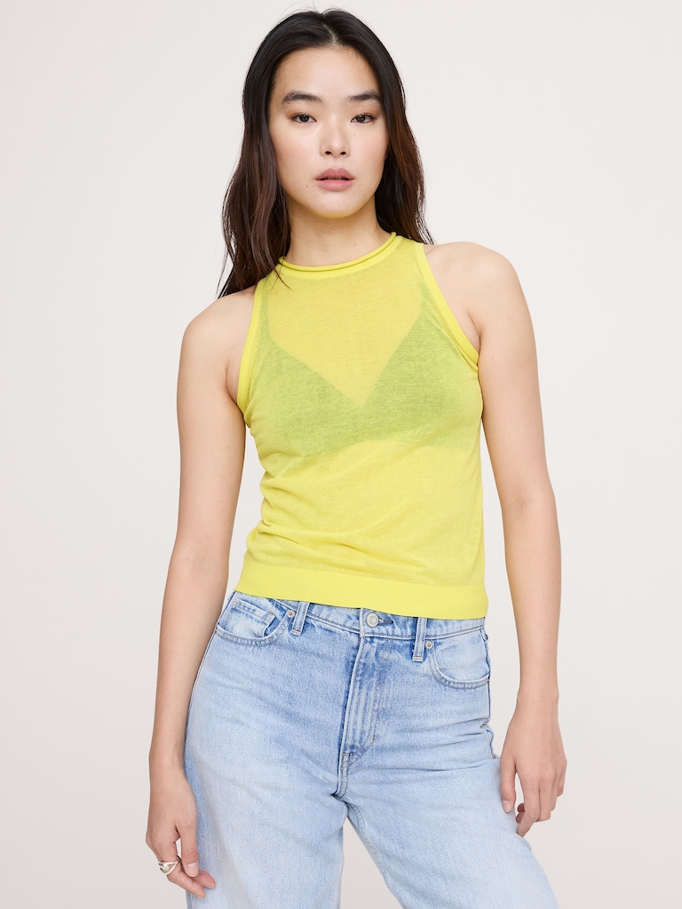 Sheer Ultra-Fine Cotton Sweater Tank