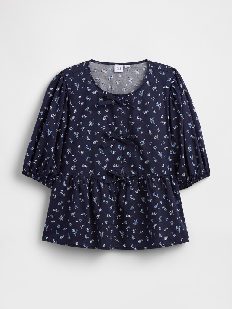 Puff Sleeve Tie-Front Top