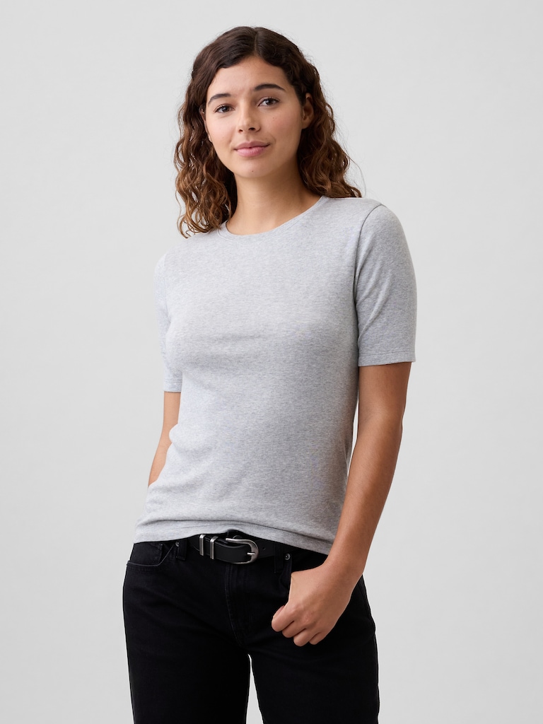 Modern Ribbed Crewneck T-Shirt