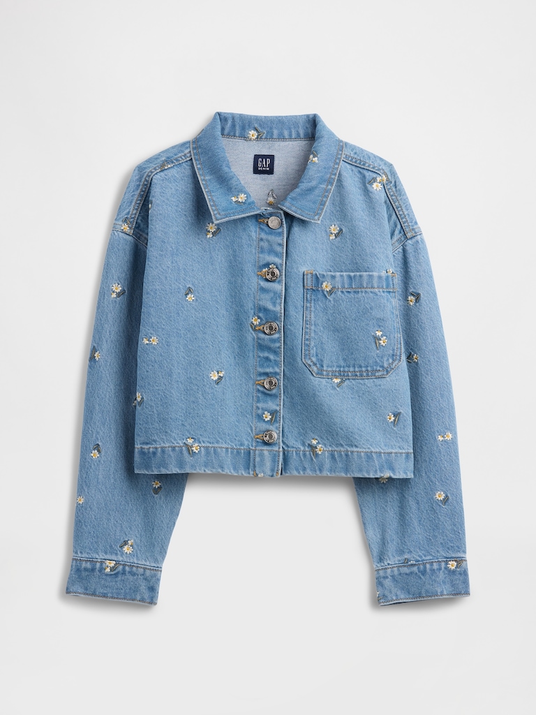 Kids Relaxed Embroidered Denim Jacket