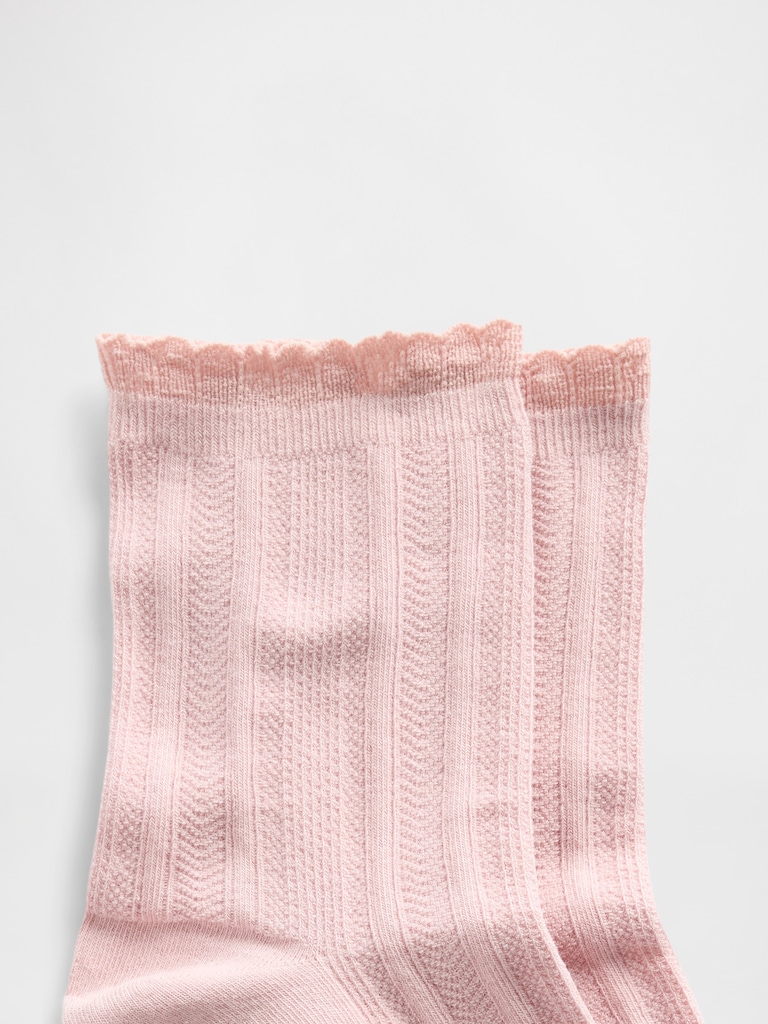 Pointelle Half Crew Socks
